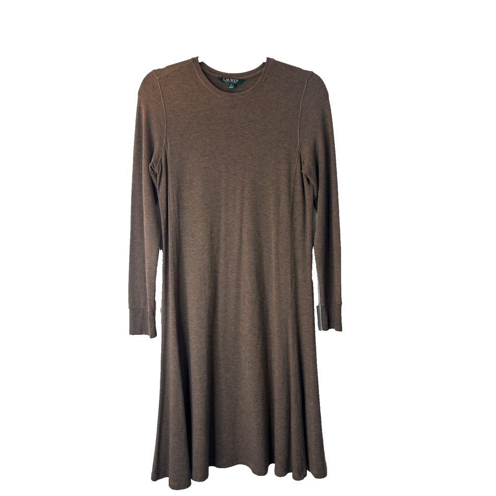 Lauren Ralph‎ Lauren Sweater Dress Size PS Brown Long Sleeve Crewneck A-Line